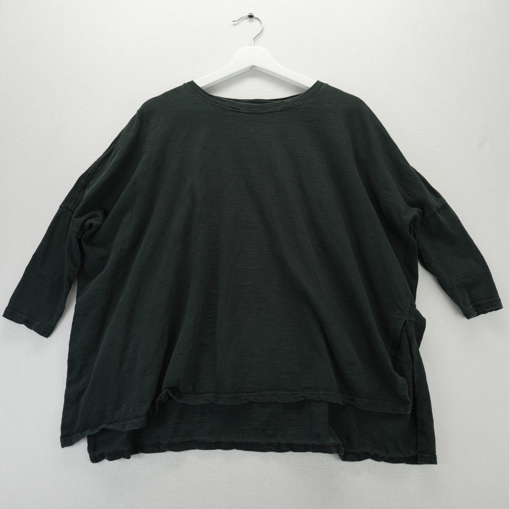 Mer-Sea Slub Cotton Oversized Catalina Black 3/4 Sleeve One Size Boho